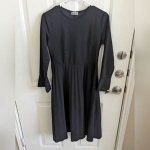 Black Pleated Midi Dress